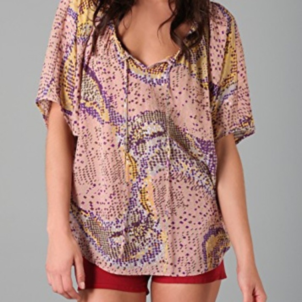 ⭐️ Parker Silk Metallic Pixelated Boxy Fit Blouse S
